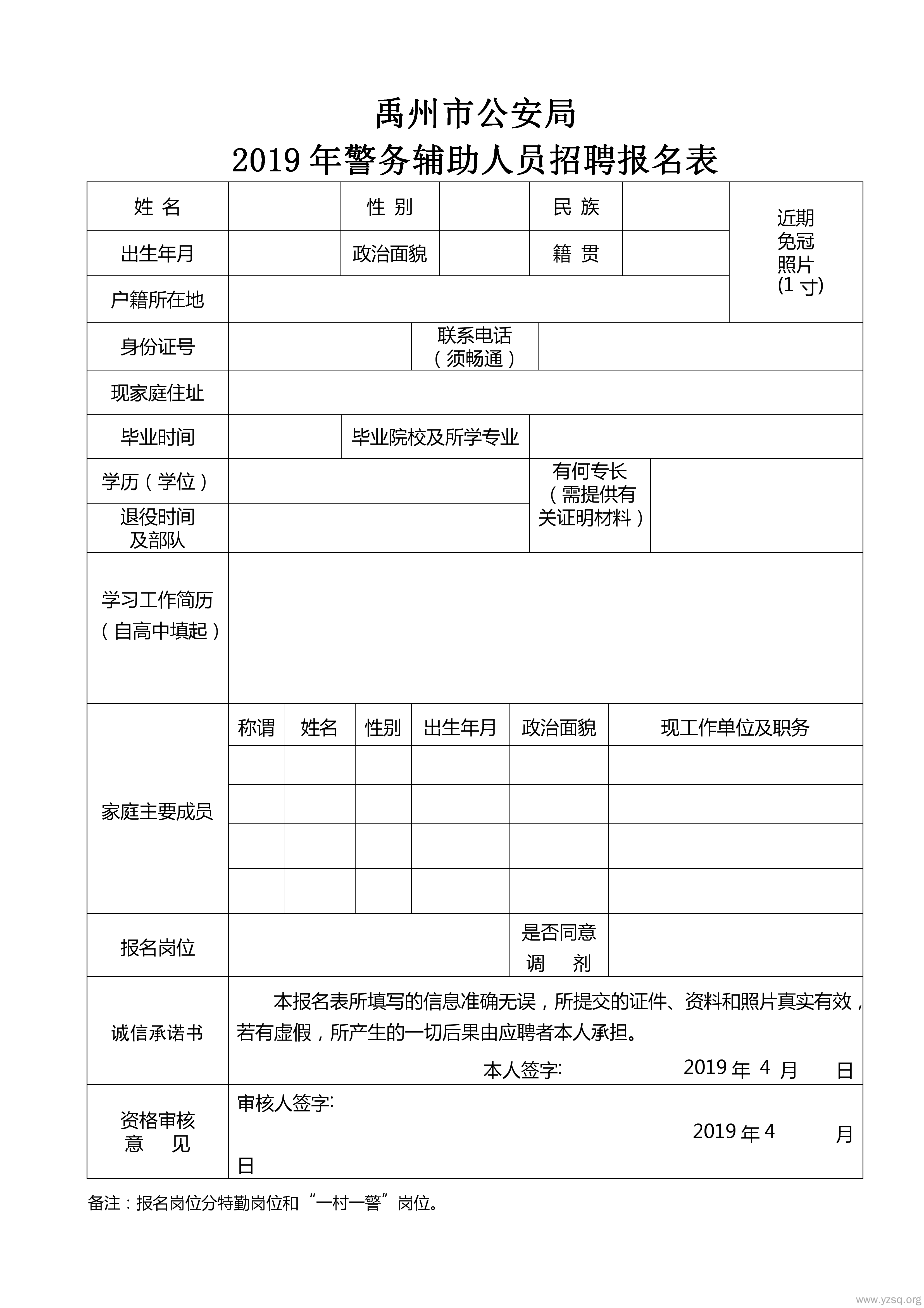 禹州市公安局2019年警务辅助人员招聘简章-禹州社区